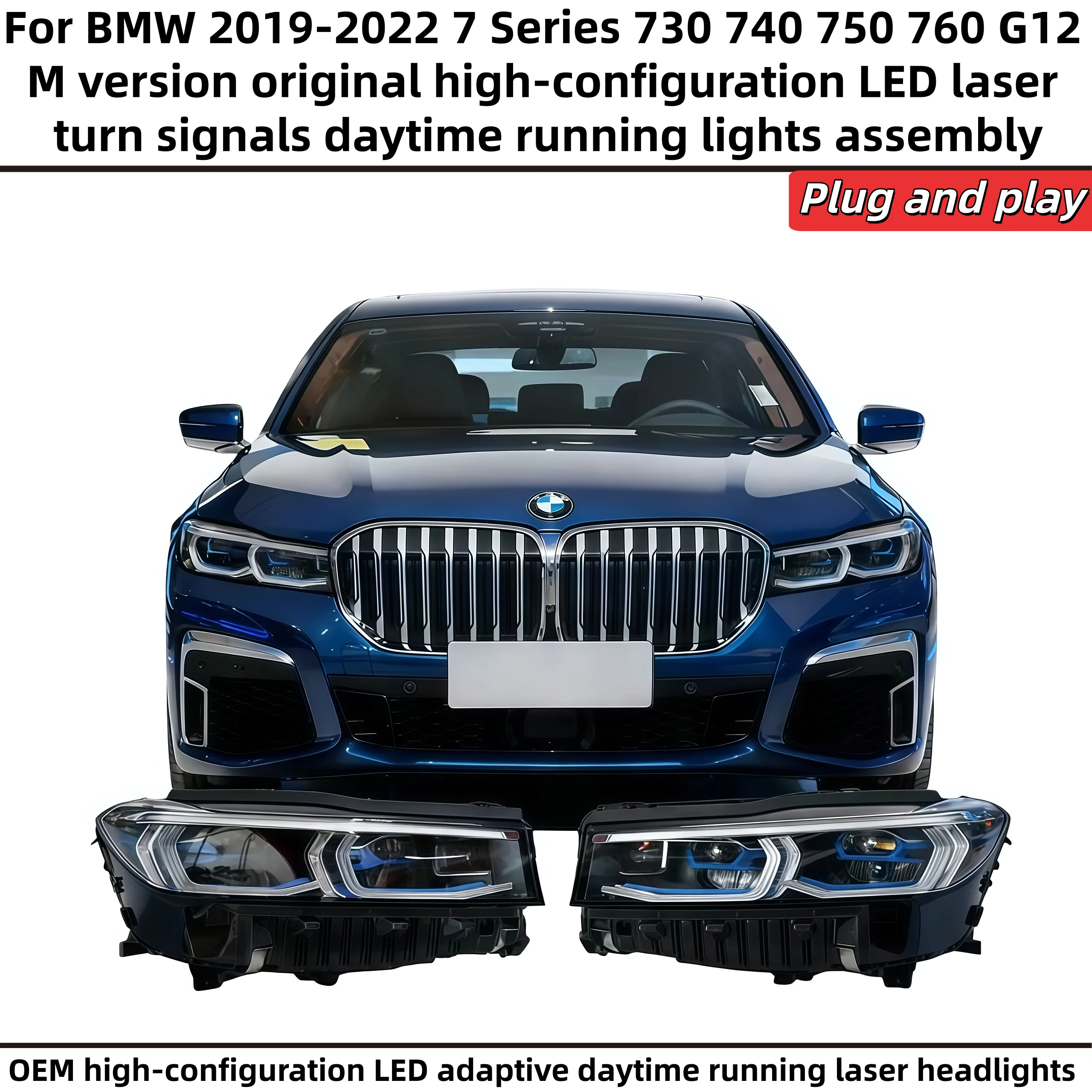

For BMW 2019-2022 7 Series 730 740 750 760 G12 M version original high-spec LEDadaptive daytime running laser headlight assembly