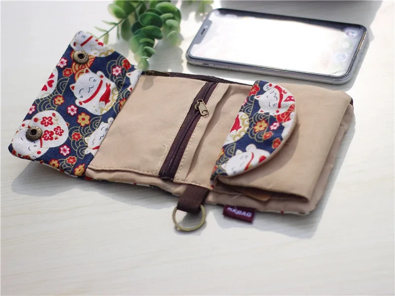 Canvas Cartoon Totoro Cat Printed Dog Women Fold Short Wallet Organizer Cute Mini Money Key Bag Coin Pocket Purse for Children