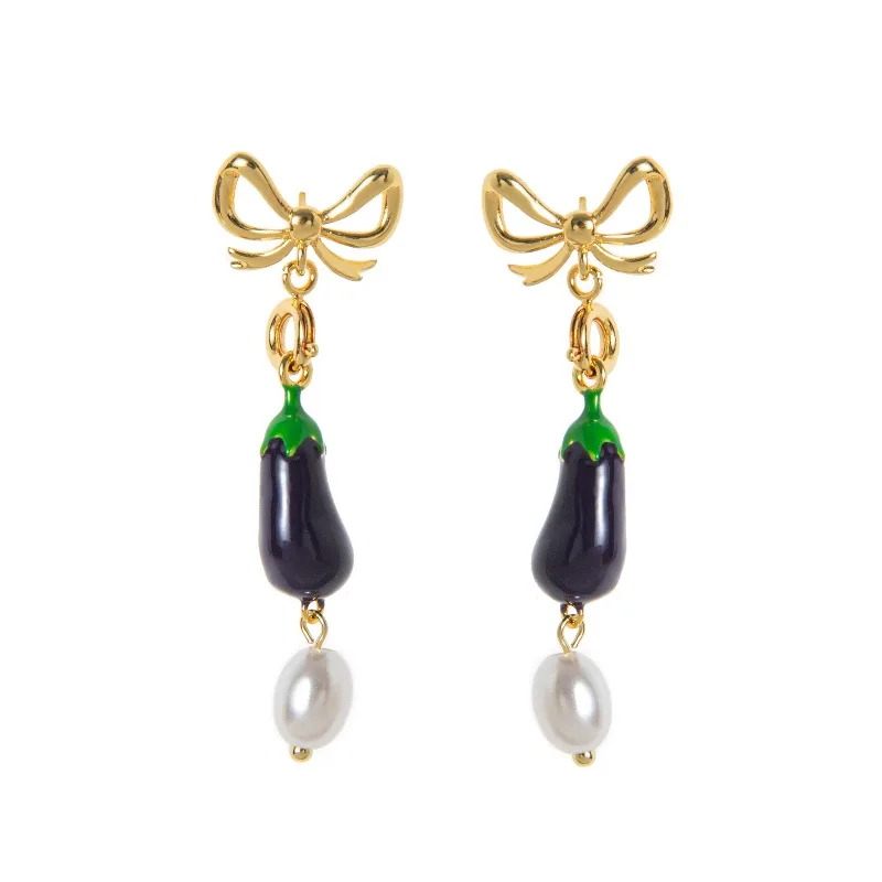 Chic Food Drop Earrings Women Vegetable Earring Pearl Stylish Playful Trendy Fashion Jewelry Accessory Daily Casual Party Dating