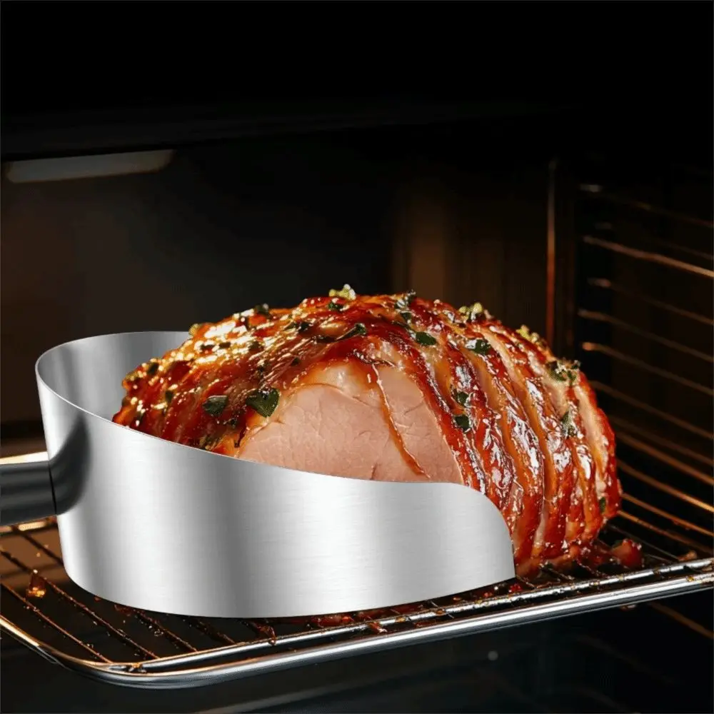 

Crescent Shape Barbecue Shovel Handheld Rust-proof Kebab Doner Shovel Stainless Steel Anti-scalding Handle Meat Catcher