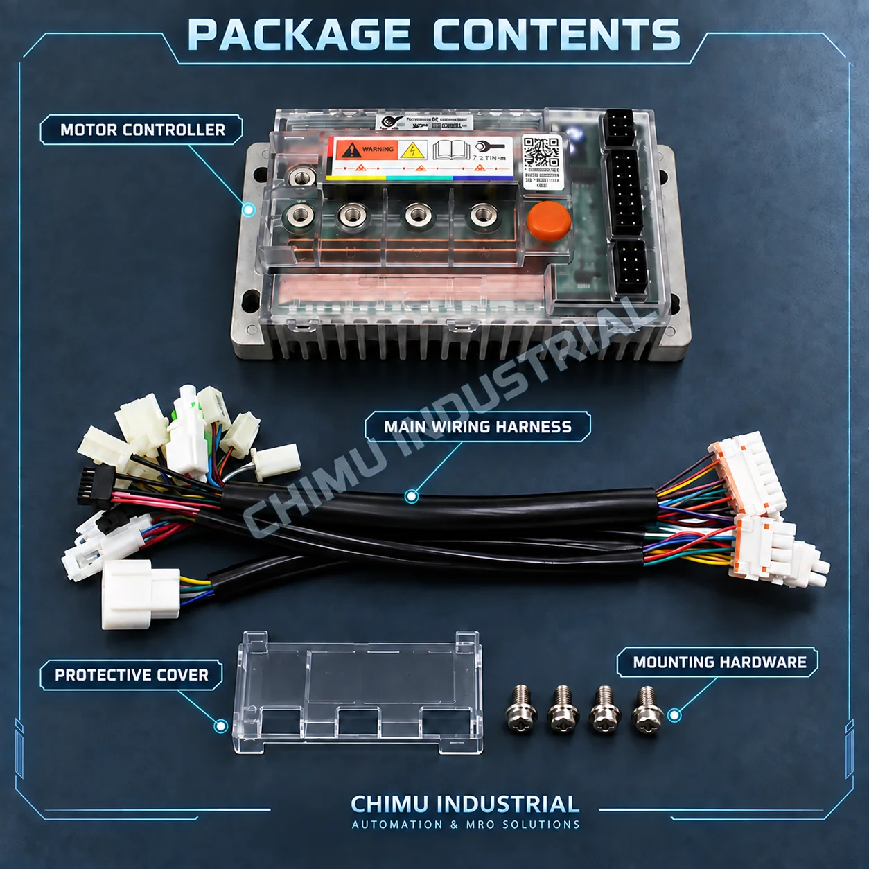 【CHIMU INDUSTRIAL】60V/72V 110A Sine Wave Motor Controller Kit with Wiring Harness for Electric Bike Scooter