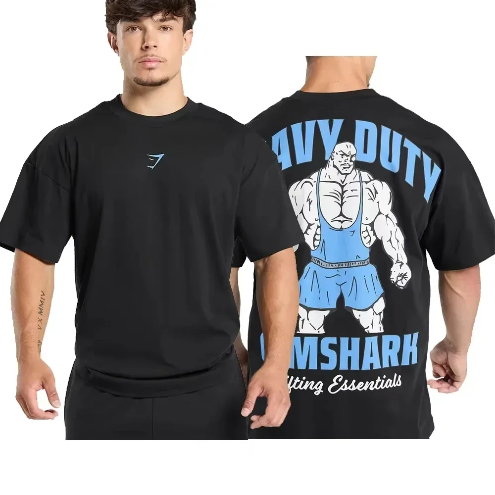 American Muscle Shark Tshirt Street Fitness Gymshark Sports Short-sleeved Tees Men Women Kid Chris Training Strength Cotton Tops