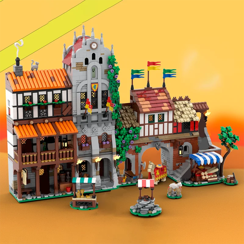 

НОВЫЙ 3327 шт. Европейский средневековый замок MOC Town Square Модель DIY творческие идеи Детские рождественские игрушки в сборе Головоломка подарок на день рождения