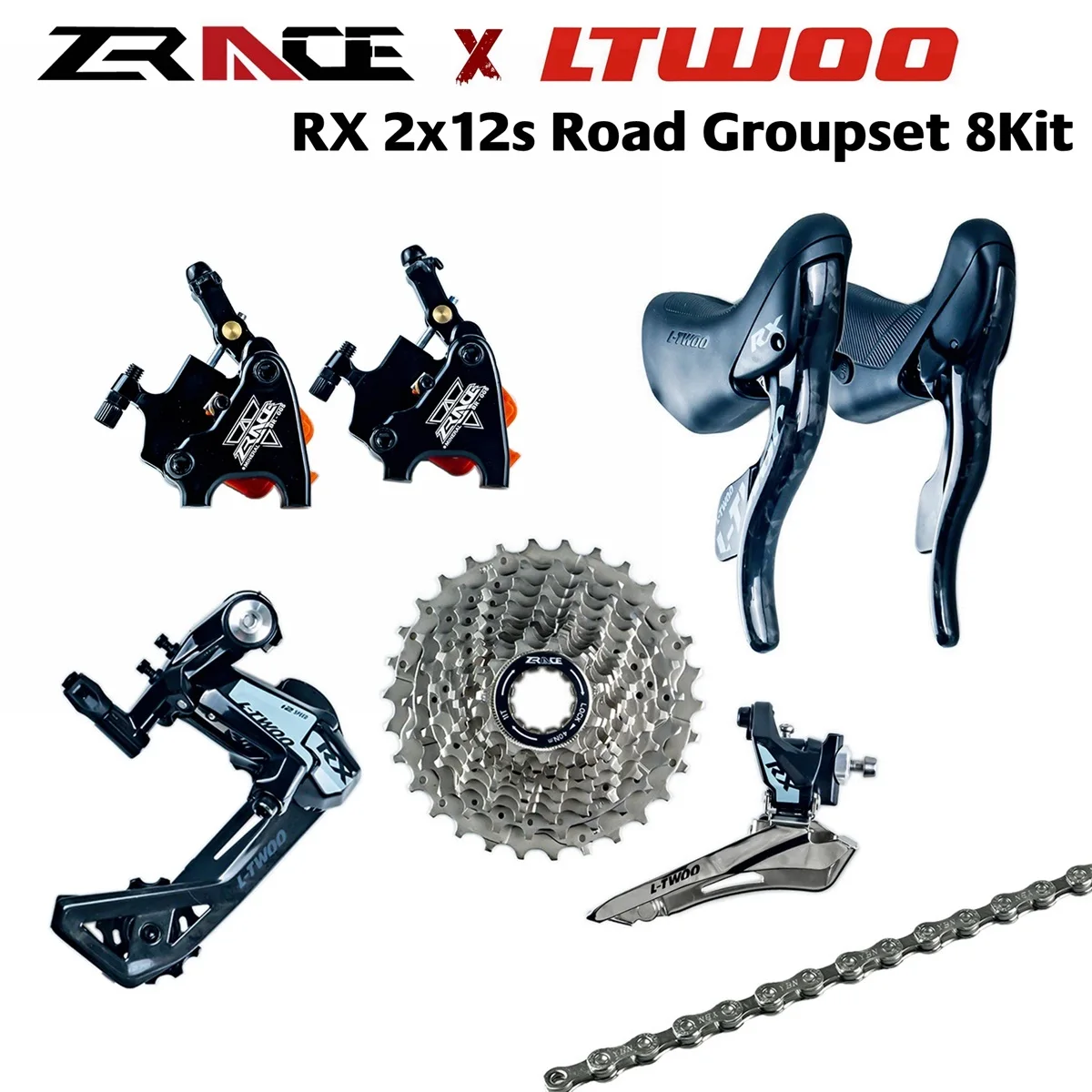 NEW LTWOO RX12 2x12 speed 24s Road Groupse 8Kit Carbon Fiber ZRACE Hydraulic Brake Cassette Chains Shifter R F Derailleurs