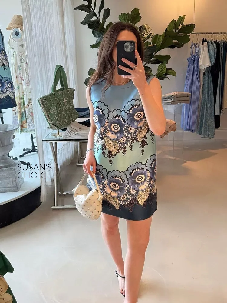 

Susan Casual Sle Синий Свободный жилет с цветочным принтом Dr ort Женская мода Dr Australia Ele Summer D...