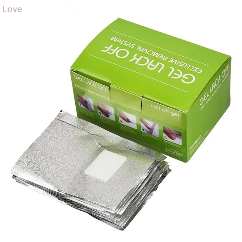 100枚入り/箱 ネイルアート フォイル ポリッシュリムーバー フォイル ジェルラップ リムーバー ソークオフ アクリルフォイル ネイルリムーバーラップ