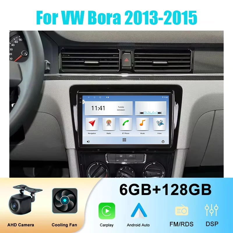 

9 Inch 128GB For VW Bora 2013-2015 Android Carplay Wireless Auto Qualcomm Car Radio Multimedia Video Player BT GPS Navigation