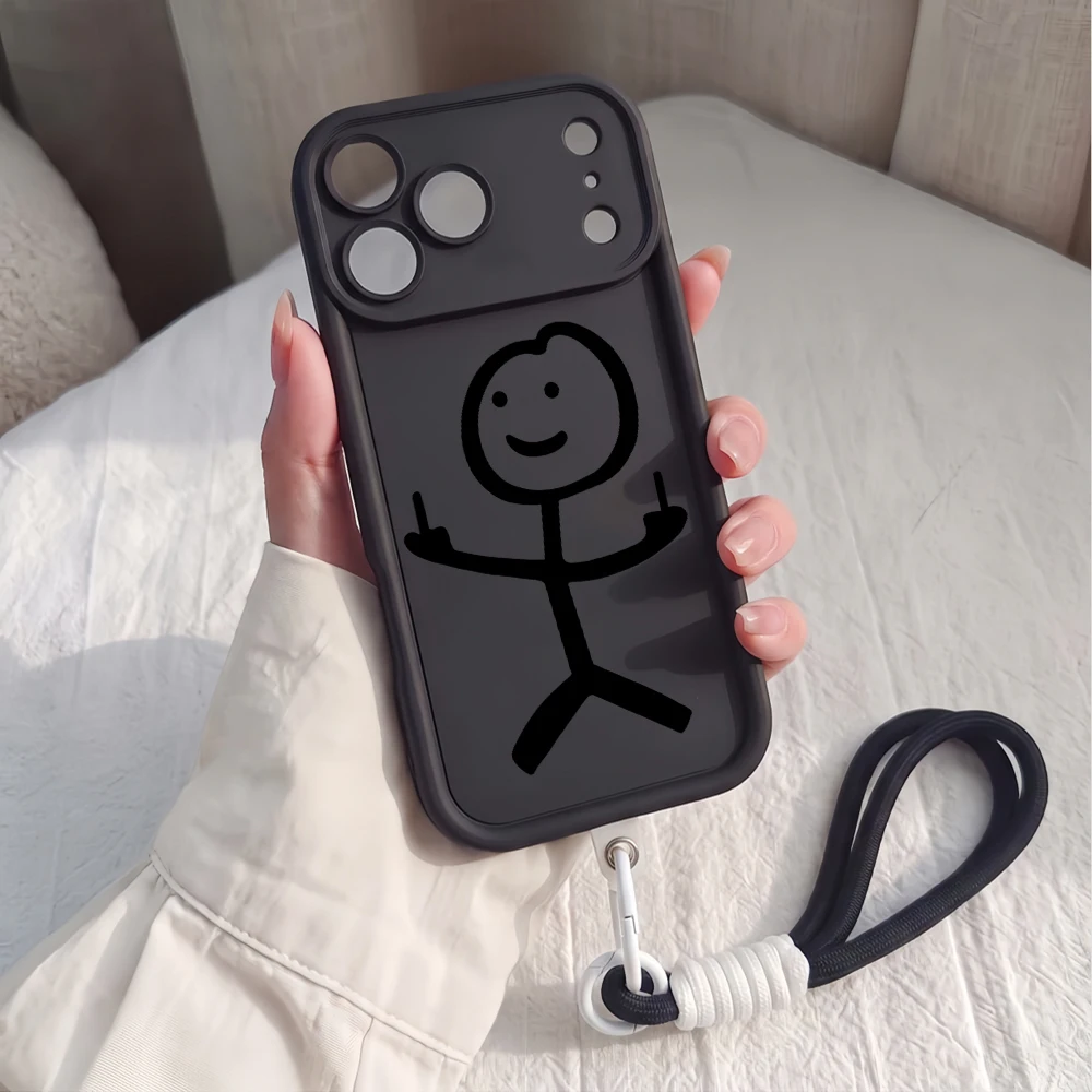 Lustige Strichmännchen-Handyhülle mit Schlüsselband für Samsung Galaxy Note 20 S25 S26 Plus S24 S23 FE S25 S24 Ultra A57 A07 5G Silikonhülle – Detail 2