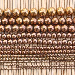 Mini. order is $7! 2-12mm Bronze copper Plating Hematite ironstone Round Spacer DIY Loose Beads 15