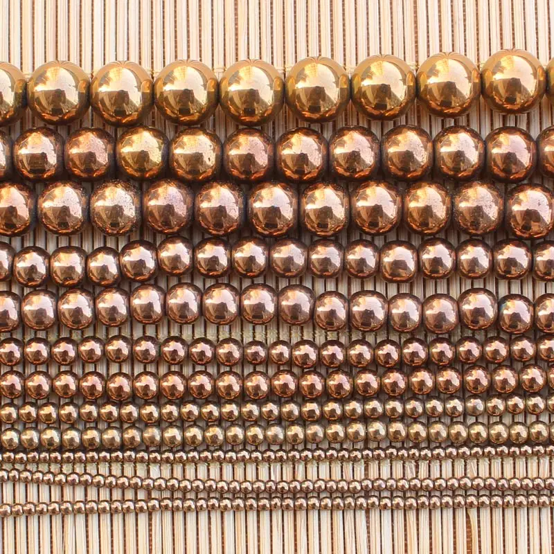 Mini. order is $7! 2-12mm Bronze copper Plating Hematite ironstone Round Spacer DIY Loose Beads 15