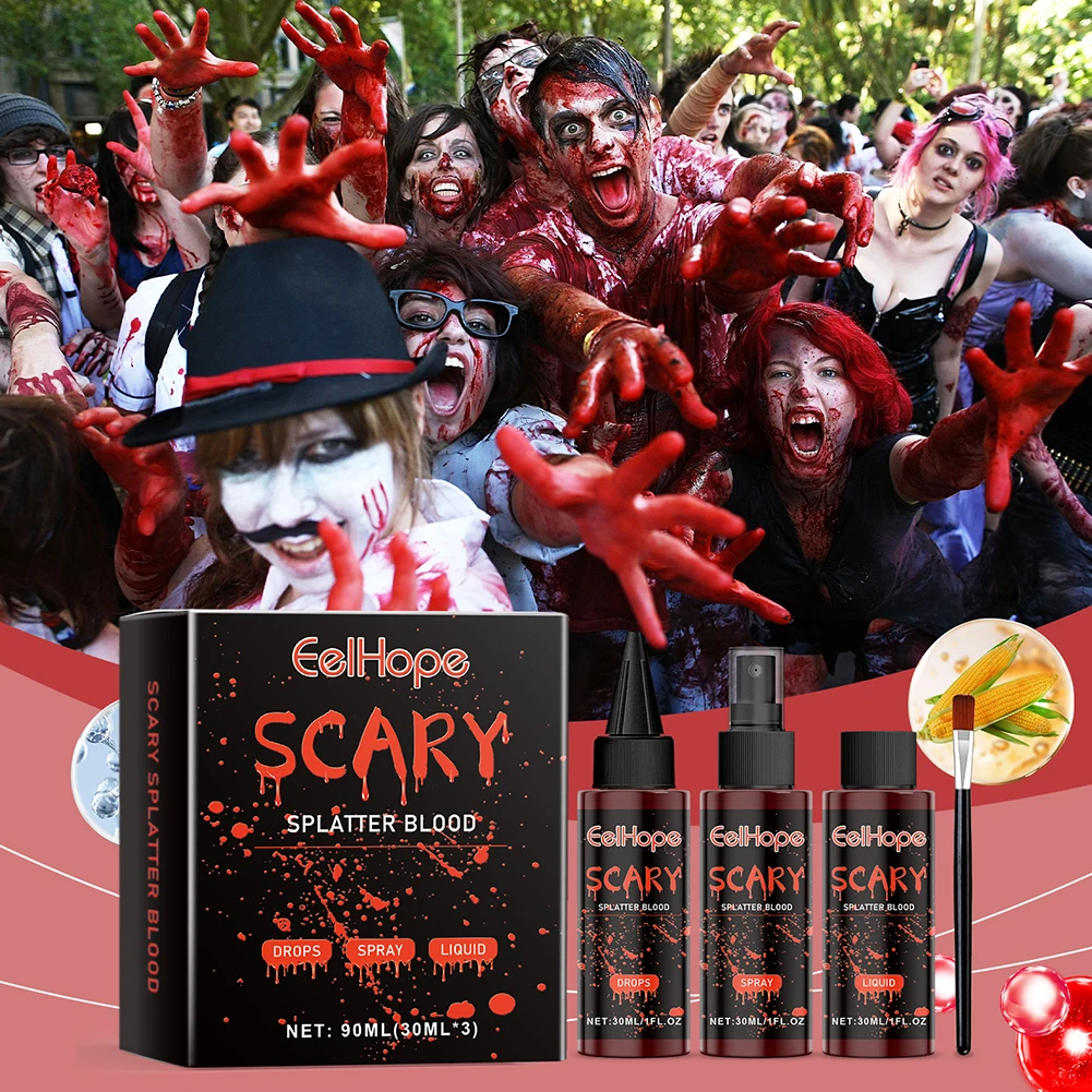 Halloween Fake Blood Makeup Kit Realistische speciale effecten Wasbare gecontroleerde bloed druipende bloedspray Set voor Zombie Vampire