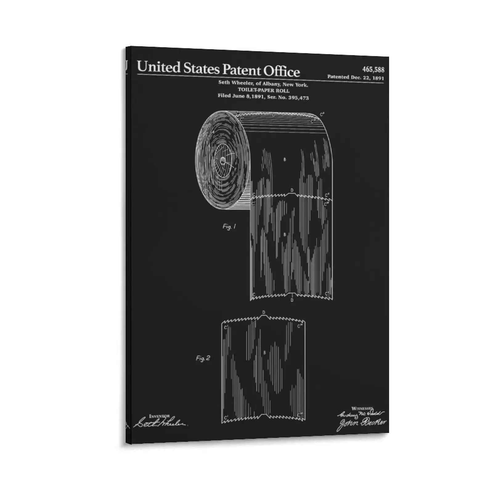 

Toilet Paper Roll Patent - Black Canvas Painting Decorative paintings canvas wall decoration home and decoration