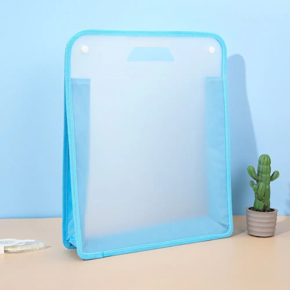 Handle Transparent File Folder Sanding Lightweight A4 File Storage Bag Tutoring Document Snap On Vertical File Pouch
