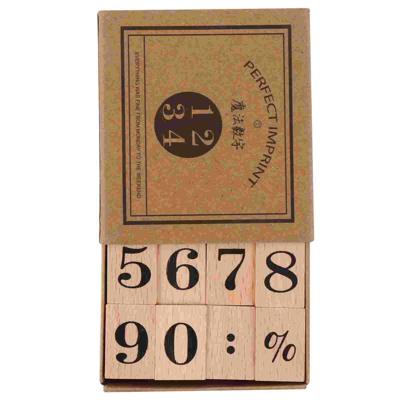 

Wooden Stamp Set Scrapbook Stamps Seal Arabic Numerals DIY Stamping Kit Number Rubber Envelope