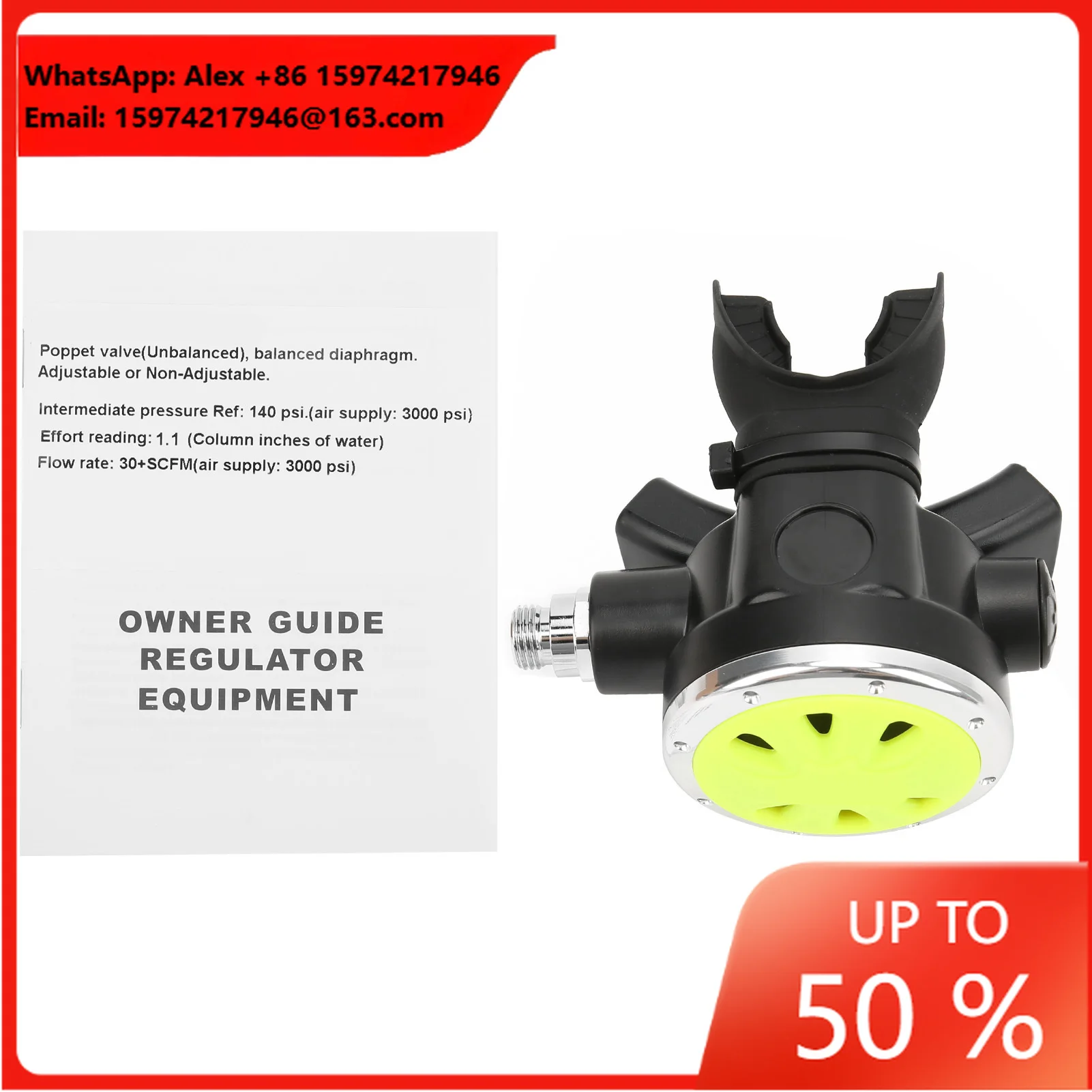 KEEP DIVING Diving Pressure Reducer Underwater Secondary Diving Breathing Regulator