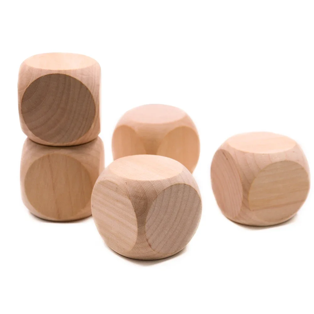 1PC 60mm Blank Wooden Dice for DIY Crafts Printing Engraving Kids Toys Family Party Board Games Creative Entertainment Accessory