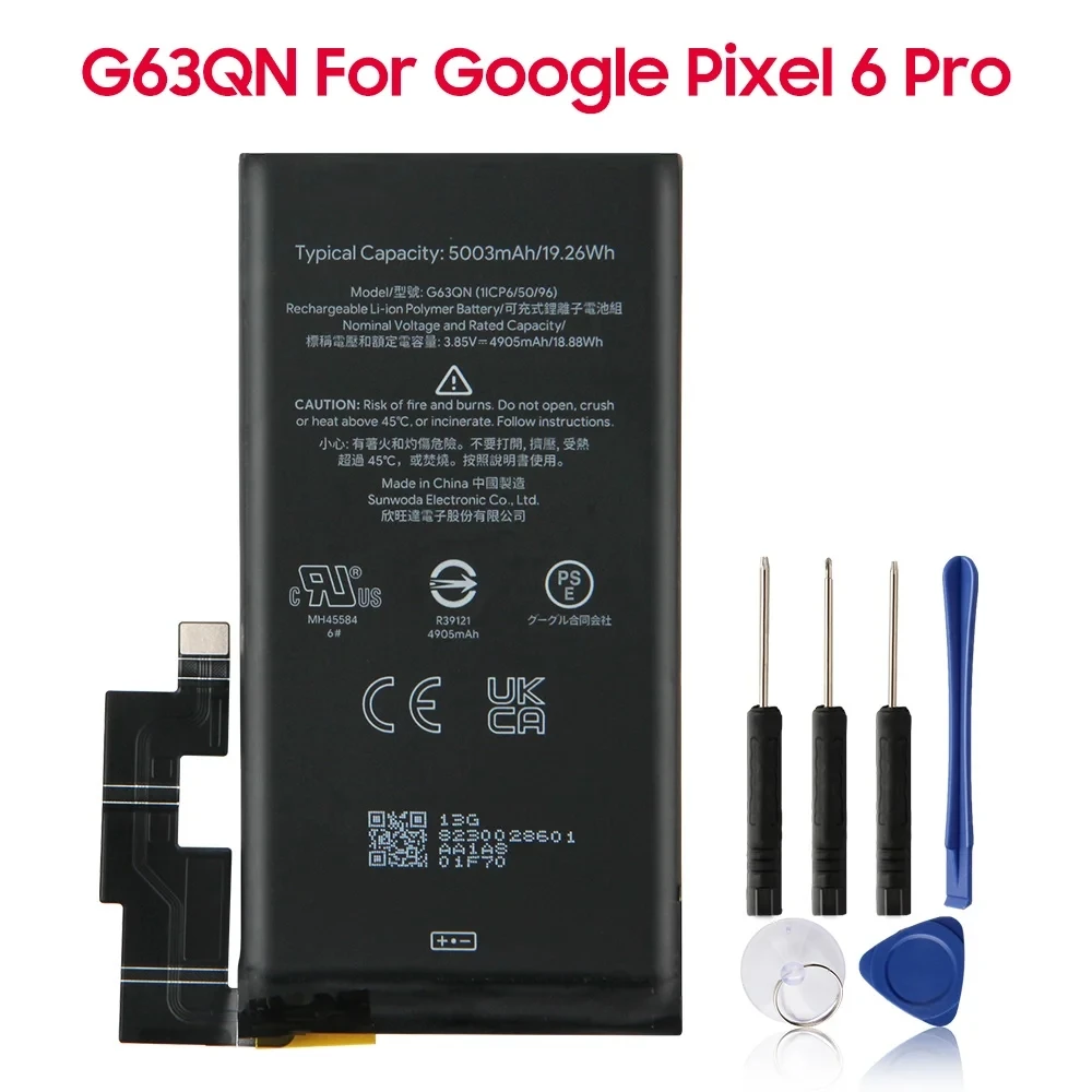 Original Replacement Battery GMSB3 For Google Pixel 6 4614mAh G63QN For Google Pixel 6 Pro 5003mAh GLU7G For Google Pixel 6A