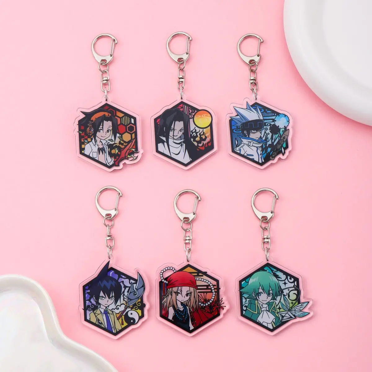 Anime Shaman King Acrylic keychain accessaries Cartoon funny Bag Pendant Gift cute bag charm Keyring Friends Fans Gifts