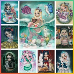 Big Eyes Mermaid Doll Gothic Diamond Painting Cross Stitch 5D DIY Art Pictures Printed Crafts Mosaic Embroidery Home Decor Gift