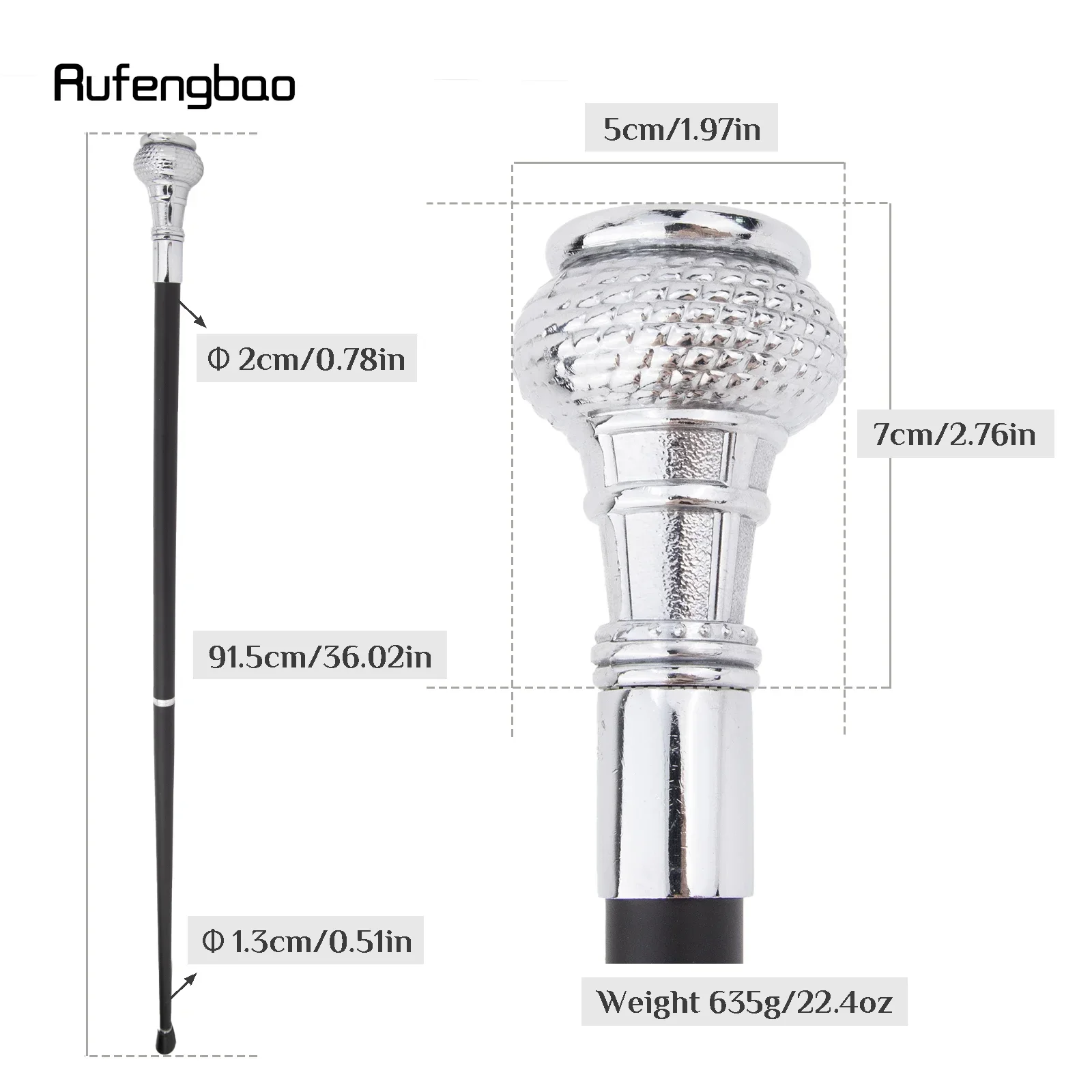 White Luxury Round Flat Fashion Stick Party Cane Decorative Stick Decorative Cane Halloween Parties, For Cosplay & Party