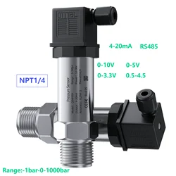 NPT1/4 Pressure Sensor Transmitter 4-20mA Hersman 0-1000bar 200bar -1bar 1bar Smart Hydraulic Pressure Transducer Gauge 0-5V