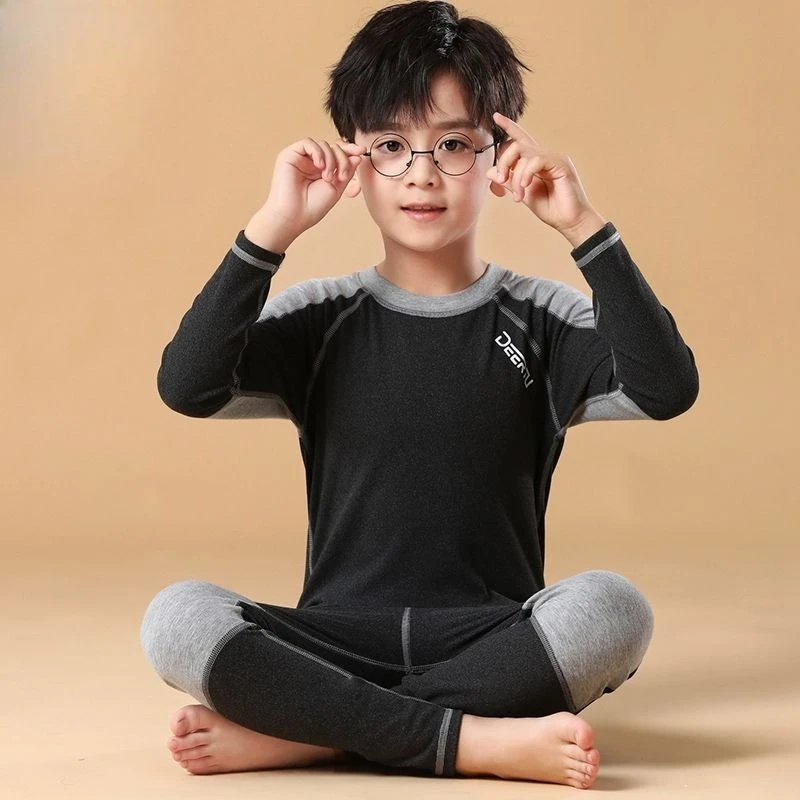 

5A Antibacterial Thermal Underwear Set for Kids Seamless Winter Sleepwear Thermal Pajamas Boys Girls Autumn Winter