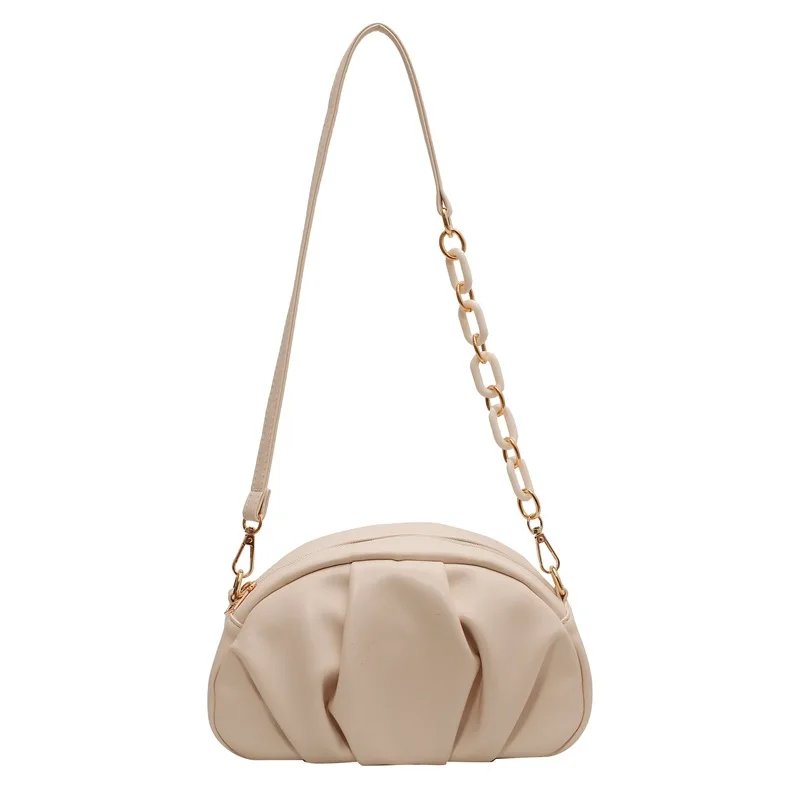 Shoulder Bag Handbag French Pleated Cloud Handbag Designer Unique Design 2023 New Trend All-match Solid Color PU Leather Texture