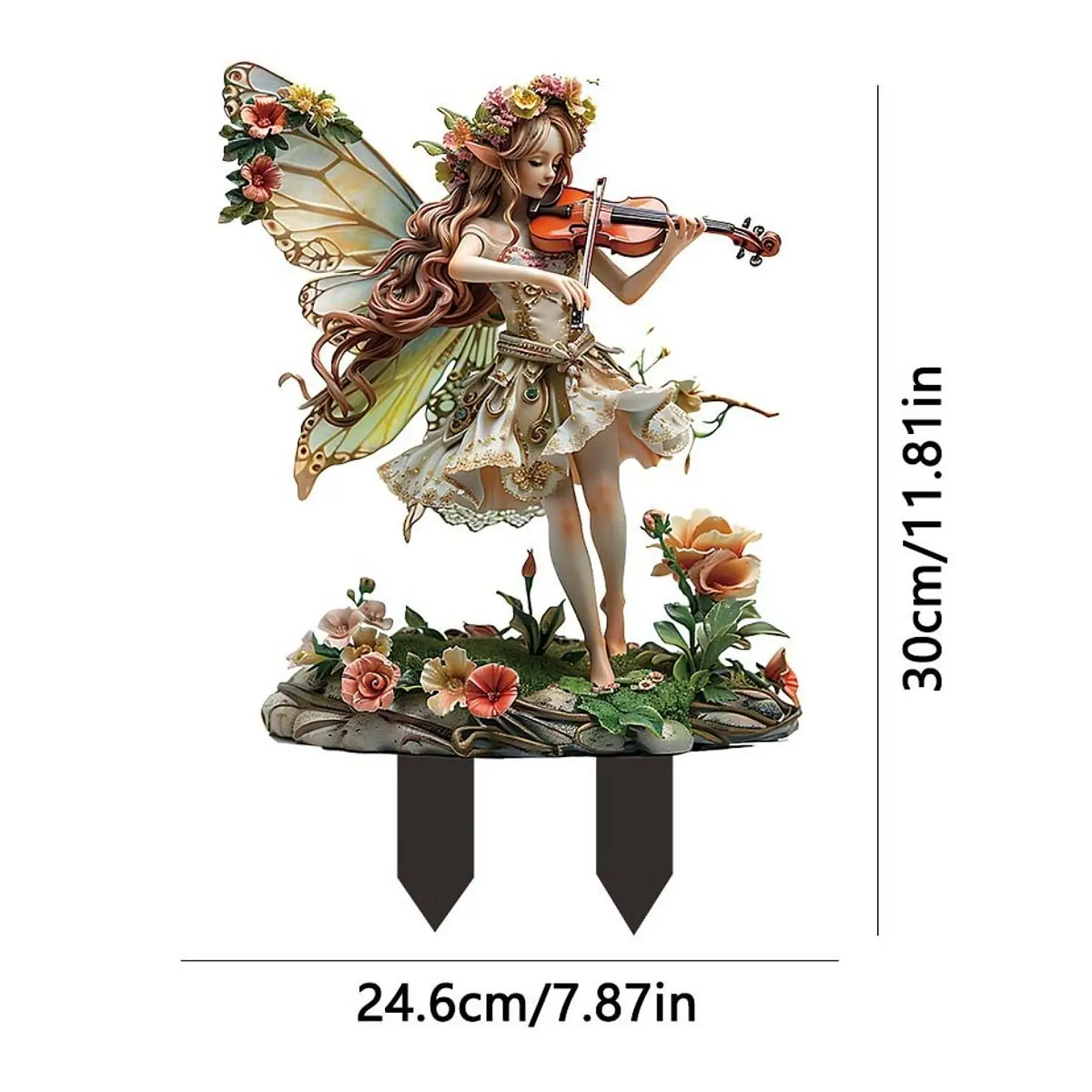 Estaca de jardín de hadas de elfo, macizo de flores 2D, pasarela, regalo, patio, cartel de césped acrílico