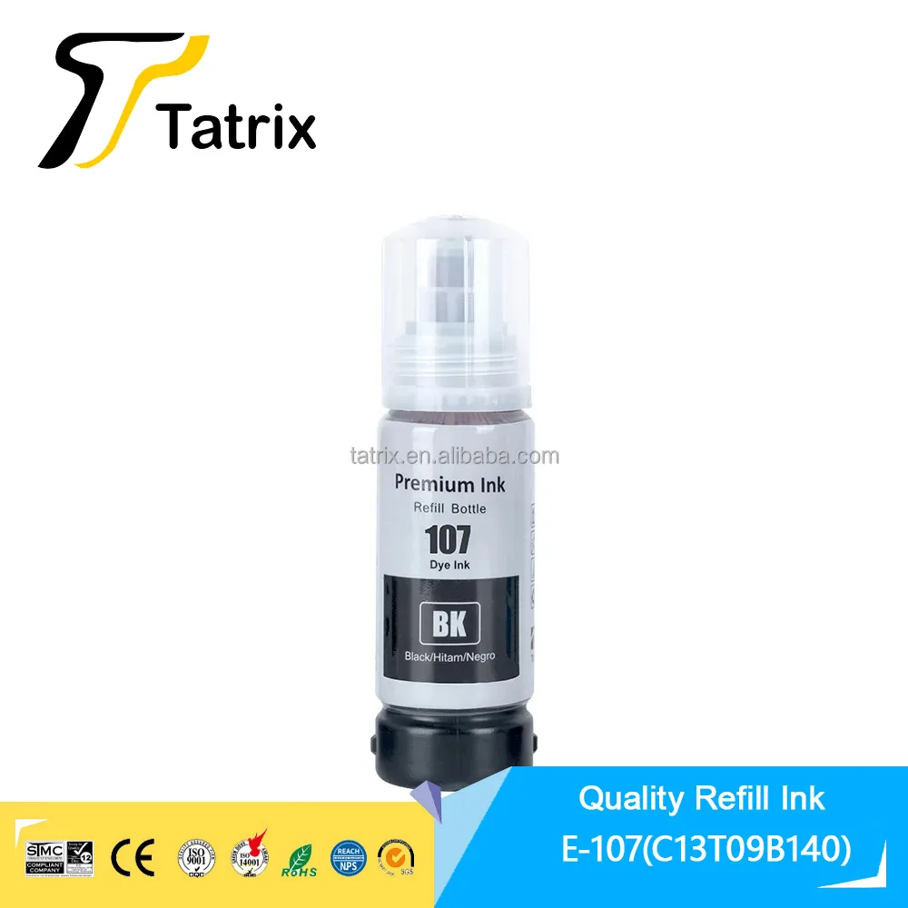 Tatrix لإبسون 107 حبر متوافق مع اللون زجاجة مائية عبوة الحبر السائبة النافثة للحبر 107 للطابعة Epson EcoTank ET-18100