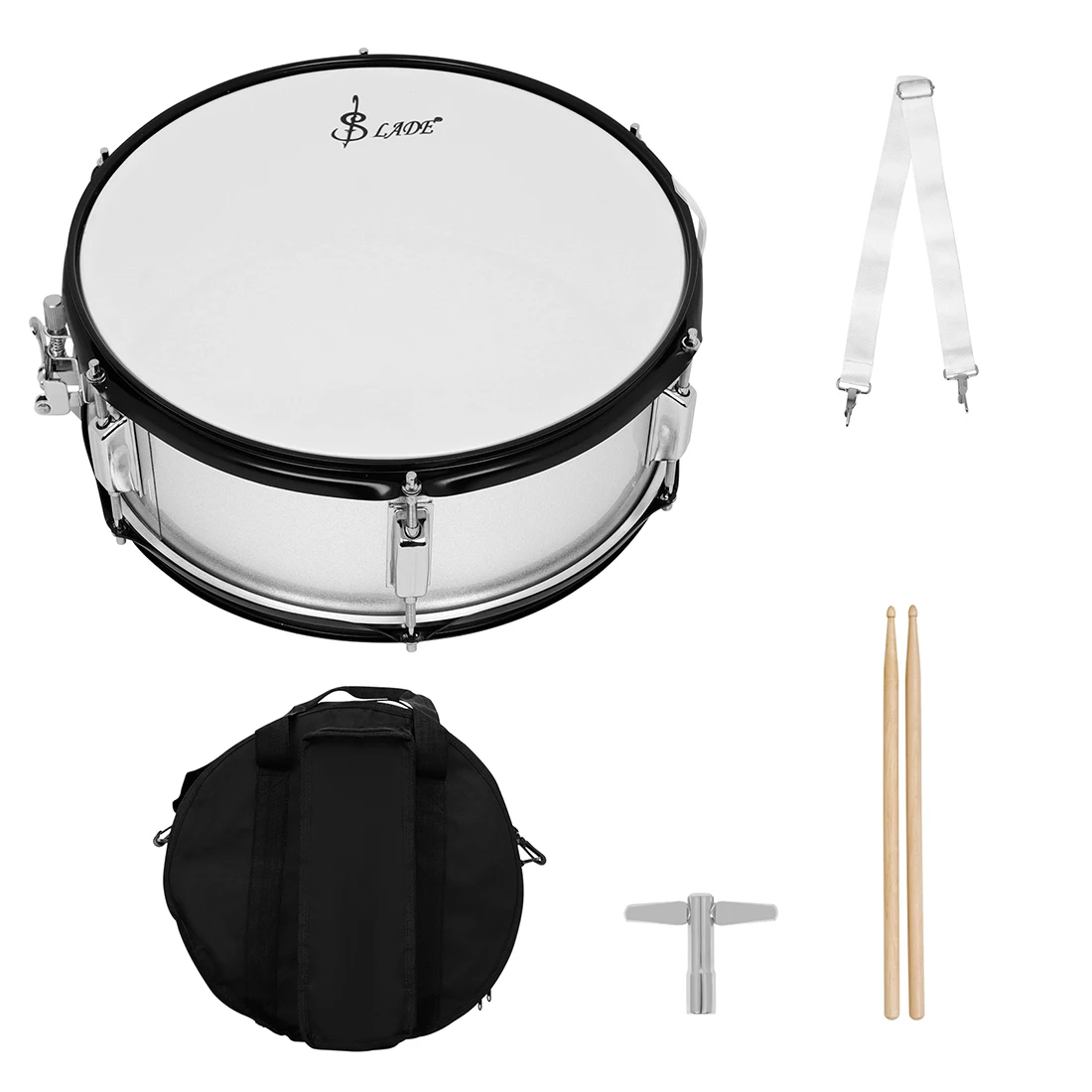 

SLADE 14 Inch Snare Drum Electroplated Snare Drum Set with Strap Drumstick Snare Drum Bag Professional Percussion Instrument