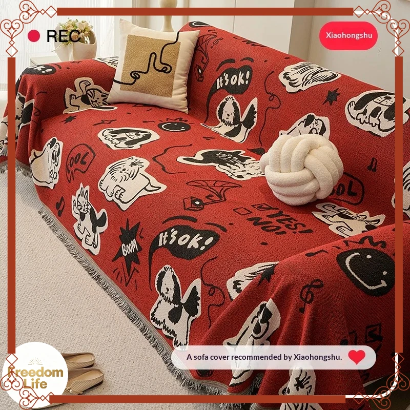 Home Living Room Sofas Covers Floral Sofa Towel Armrest and Seater Double Sided Use Sectional Full Tassel Sofa Bed Sofa Cama