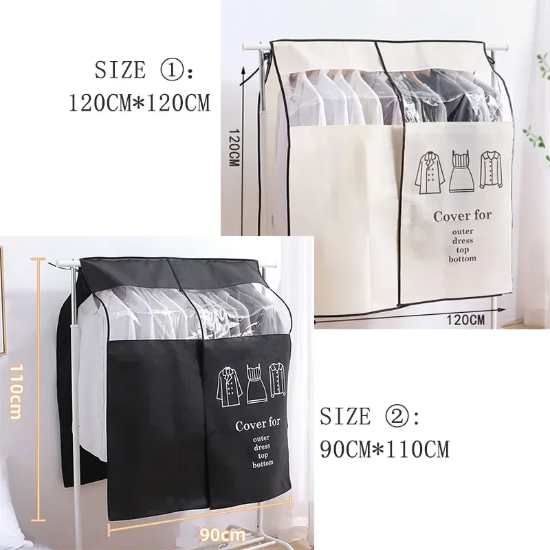 Clothes Dust Cover Wardrobe Hanging Window Dust Cover Clothing Cover Cloth Household Clothing Cover Hanging Clothes Storage Bag