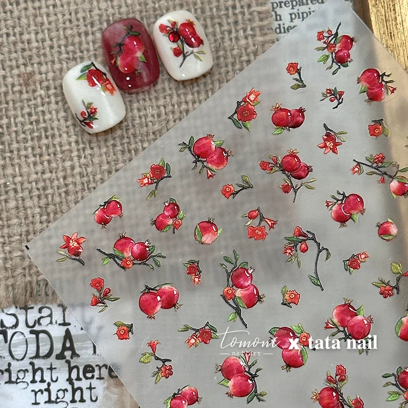Vintage Granatapfel Litschi Pilz Kürbis Blumen Eichhörnchen Fuchs Apfel Ginkgo Ahornblätter Herbst Katze Nail Art Aufkleber Aufkleber
