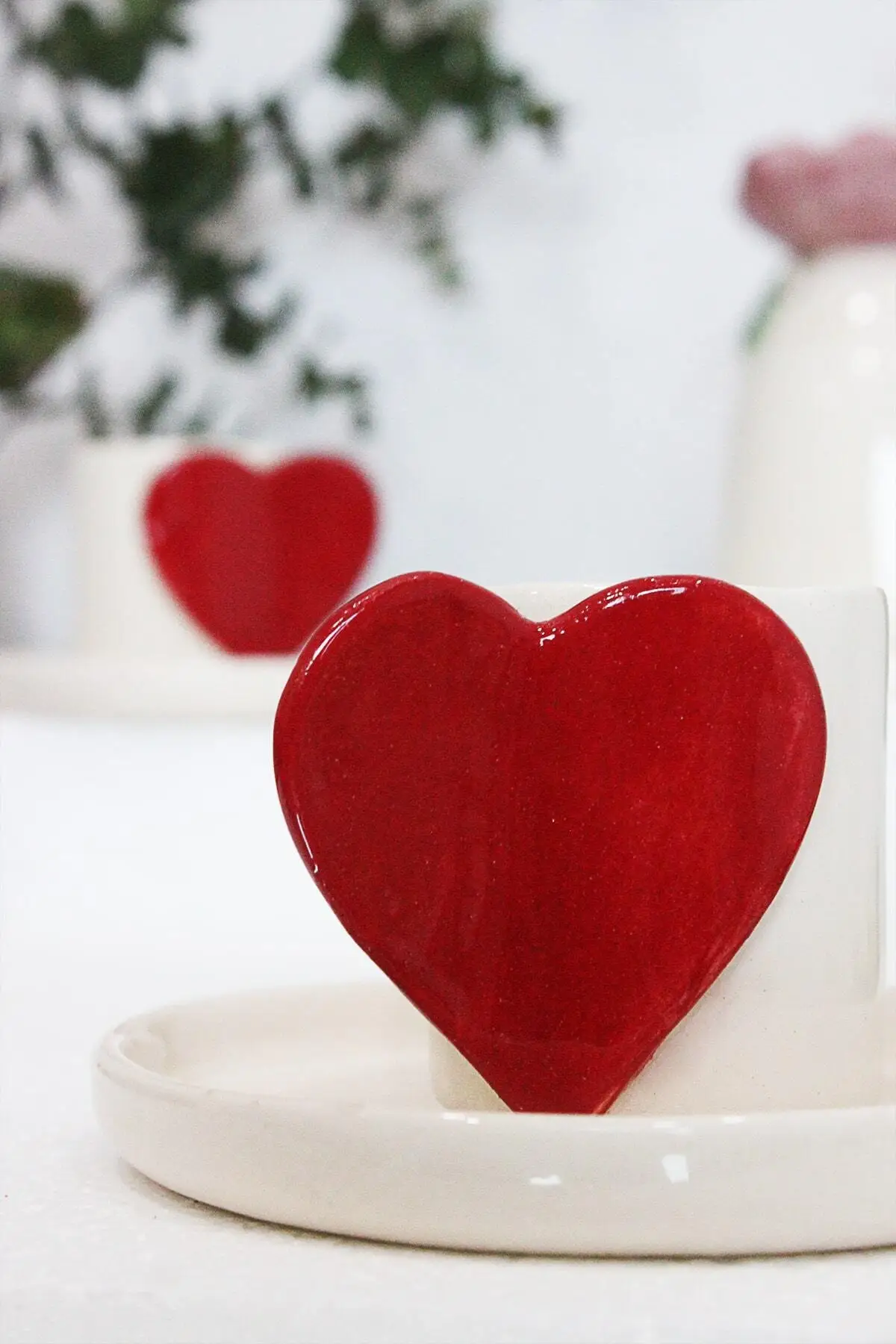 Red heart design handmade ceramic cup set with DOLBOVI 2