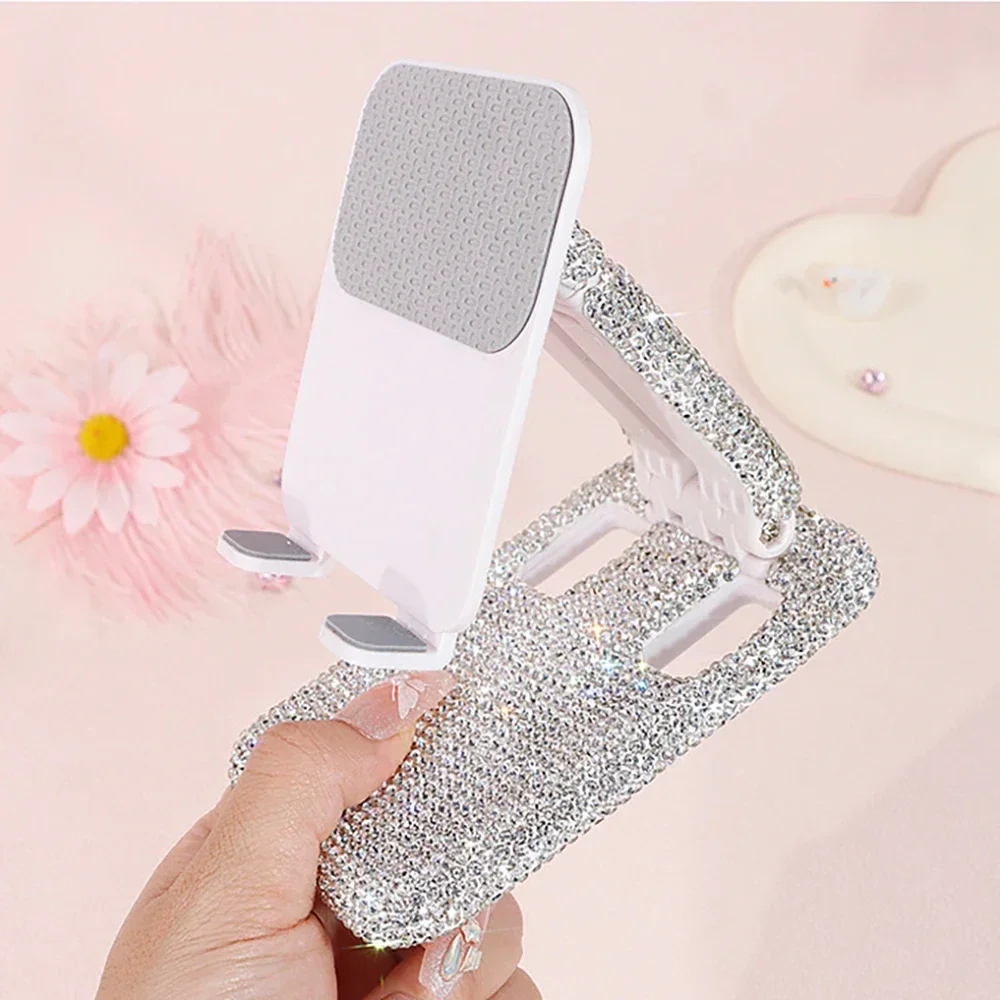 Bling Rhinestones Desktop Phone Holder IPhone IPad Foldable Portable Tablet Holder Universal Desktop Phone Holder Bring a mirror