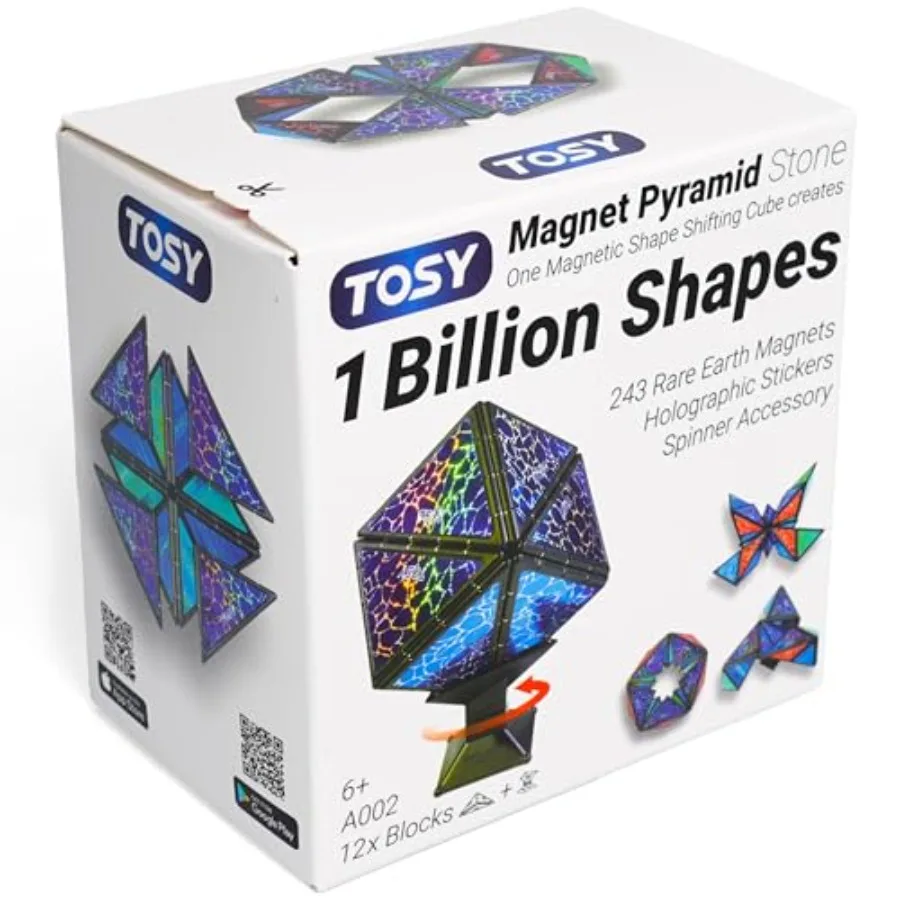 

Magnet Pyramid - 1 Cube Transforms into 1 Billion Shapes Bunny, Egg Basket, Flowers, Heart,Easter Birthday Gift, 12 pcs, 243 Ma