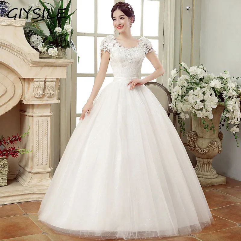 

New Plus Size Wedding Dress Slimming Floor-length Back Strap Lace Flower Wedding Dresses for Women White Dress Vestidos De Novia