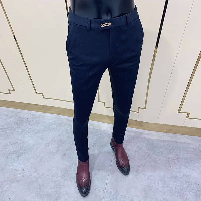 Men Suit Pants 2024 Spring Dress Pantalone Hombre Stretch Slim Formal Trousers Calça Masculina Solid Casual Pants Men Clothing