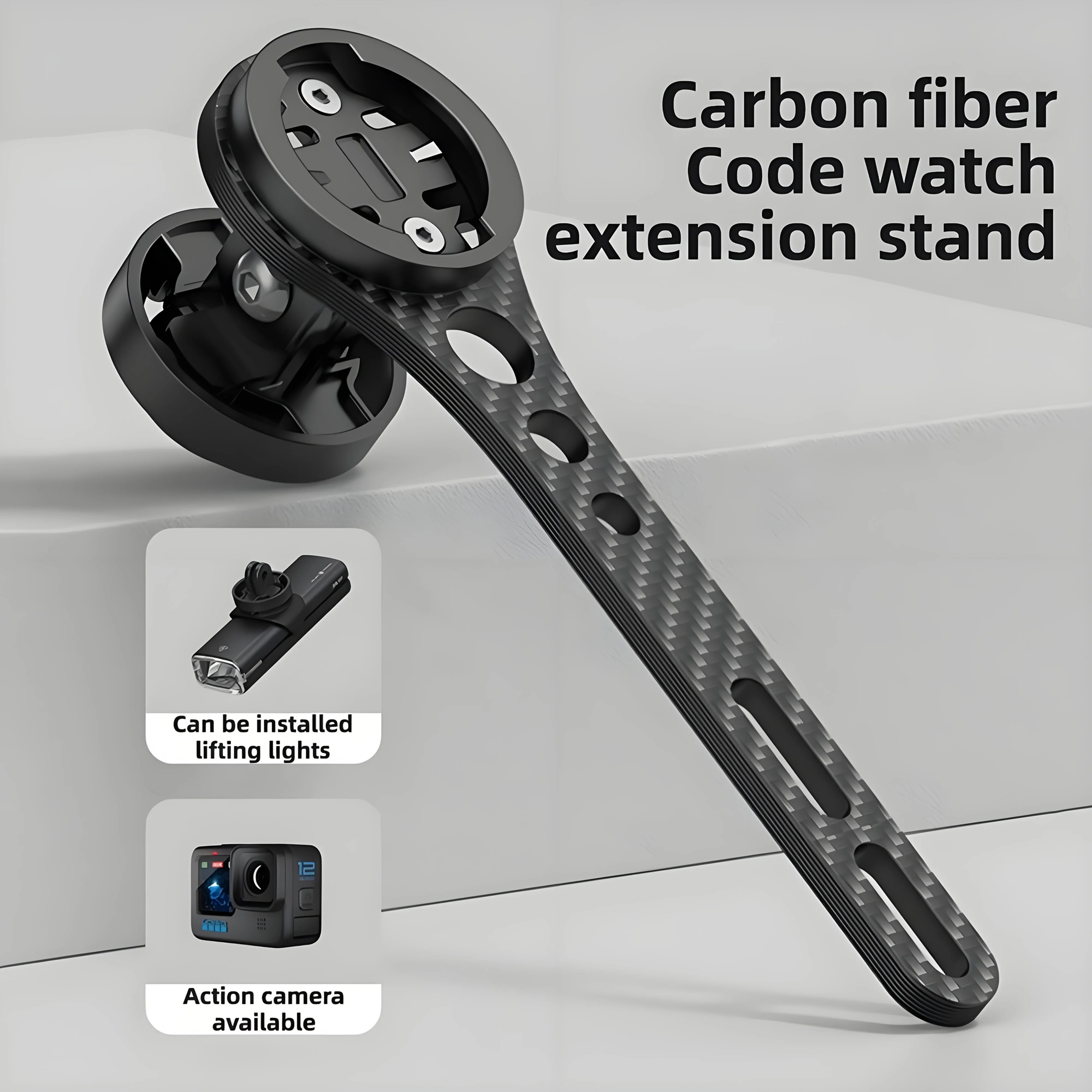 

Carbon Fiber Bike Computer Mount for Integrated Handlebars – Multi-Device Compatible, Lightweight, Ultra-Durable 360° Adjustable