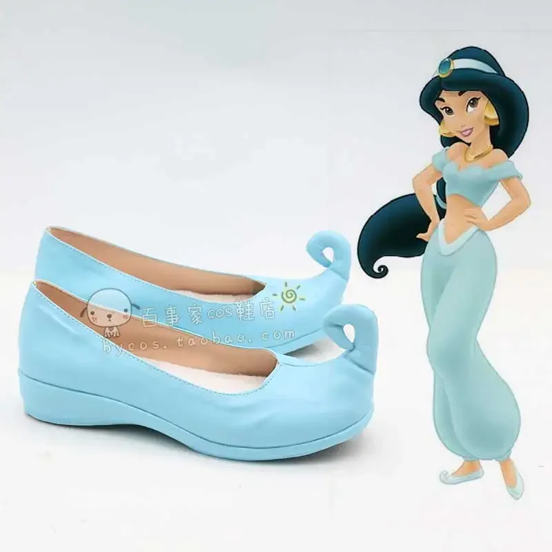 Aladdin Princess Cosplay shoes magic lamp Princess Jasmine Shoes Indian blue shoes Costume Role Play costume Halloween wig