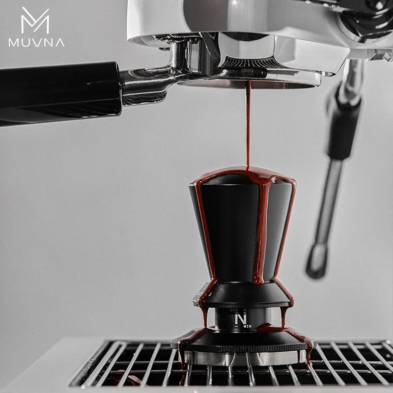 

MUVNA Barista Professional Coffee Tamper 30lbs Spring Stainless Steel Height Adjustable for 51/53/58.35mm Coffee Accessories