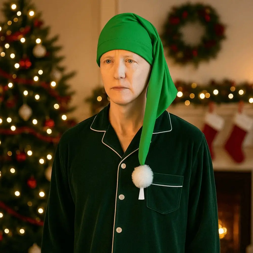 

Birthday Party Gift Elastic Night Sleeping Caps with Pom Ball Adjustable Sleepwear Hat Stocking Santa Cap Women Men