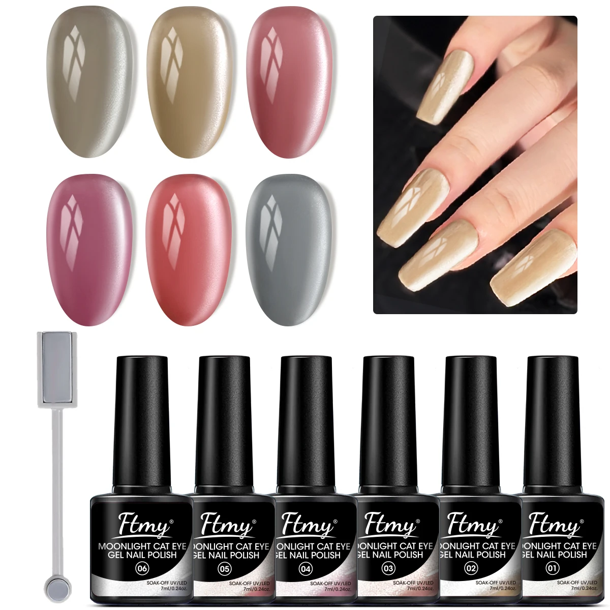 6 قطعة جديد الخريف والشتاء شعبية الأبيض ضوء القمر المغناطيسي عين القط طلاء الأظافر UV LED طويلة الأمد وثابت صالون جيل للأظافر Int