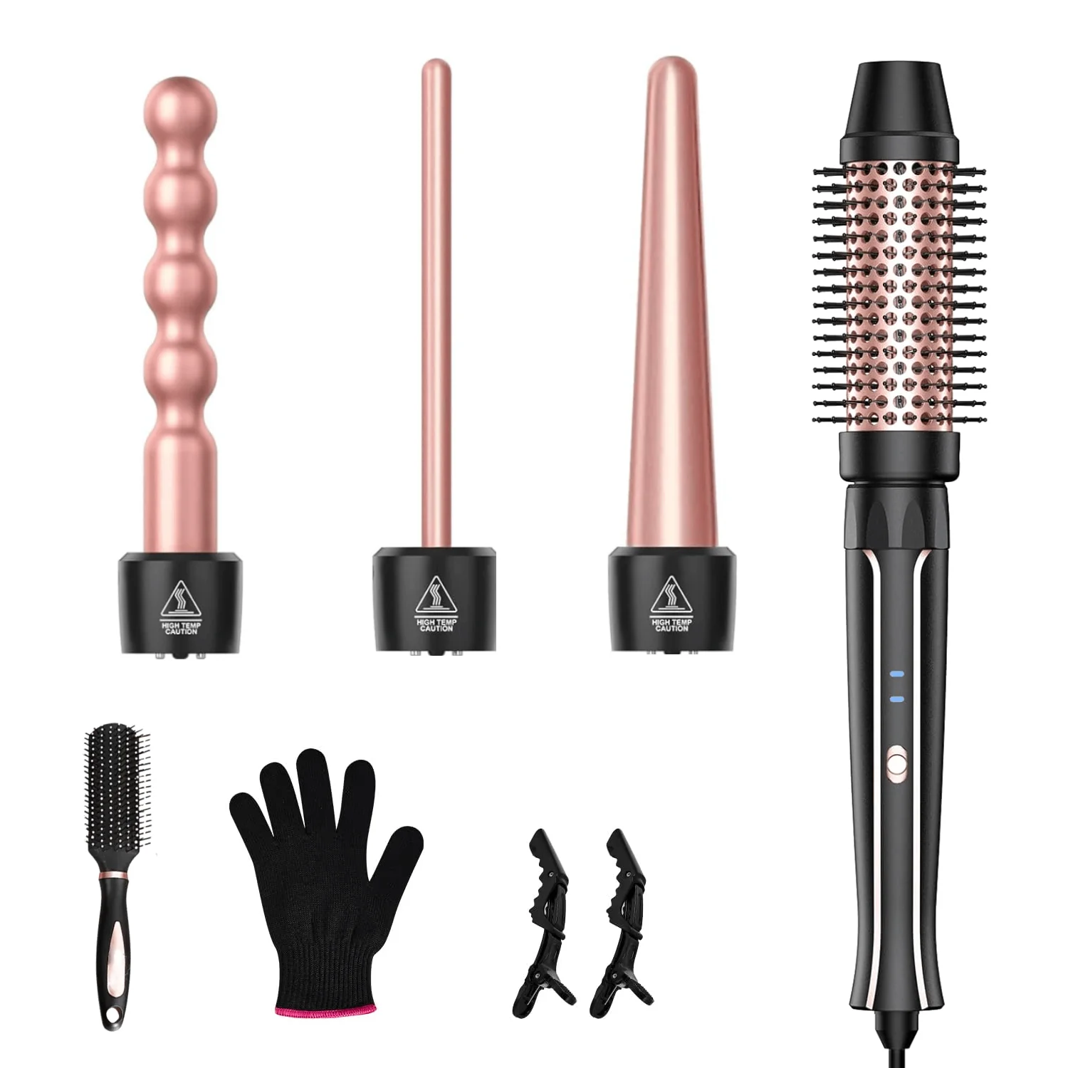 YAWEEN 4-in-1 Ceramic Curling Wand Set with Upgrade Curling Brush Interchangeable Hair Curler Iron for Various Styles