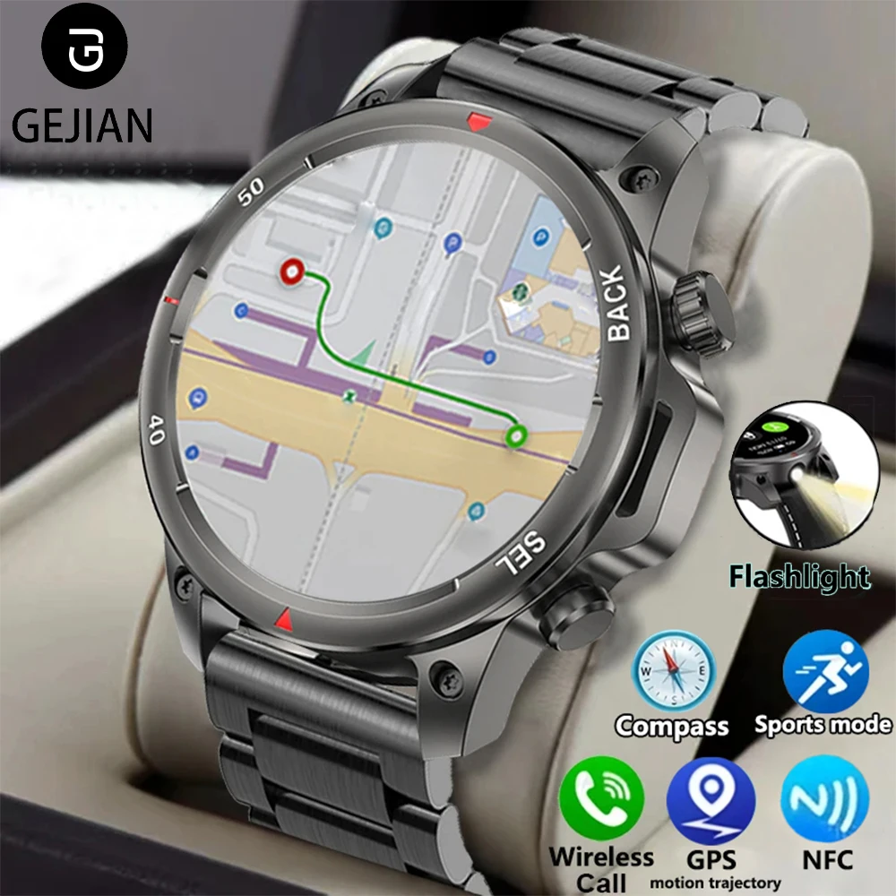 

GEJIAN 2025 Новые умные часы для занятий спортом на открытом воздухе NFC фонарик GPS спортивная траектория мониторинг сердечного ритма BT Call фитнес умные часы