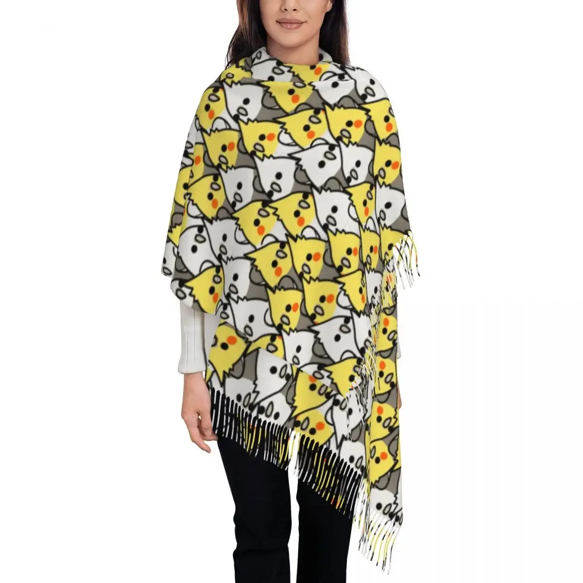 Custom Print Parrot Birds Cockatiel Squad Scarf Men Women Winter Warm Scarves Animal Shawl Wrap