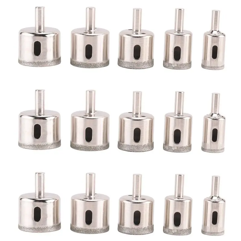 AT63-15Pcs Diamond Tile Hole Saw Drill Bit Bits Set Glass Marble Granite Slate Cutting