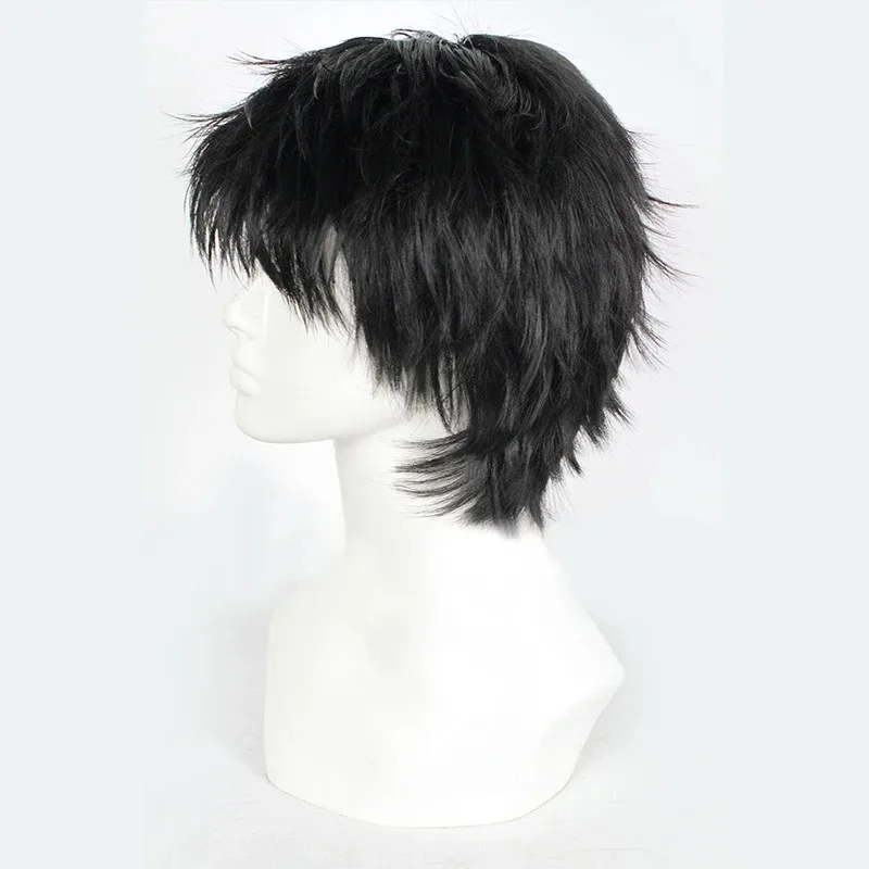 애니메이션 로이 머스탱 코스프레 짧은 검은색 내열성 합성 머리 + 가발 모자