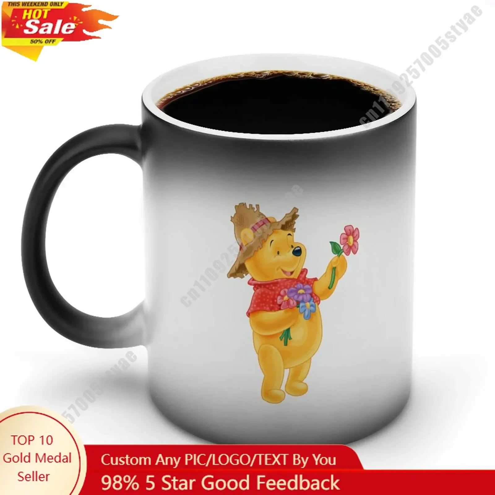 

Winnie The Pooh Color Changing Mug Disney Cartoon Custom Personalized Photo Printing DIY Coffee Cup Birthday Gift Ceramic Mug