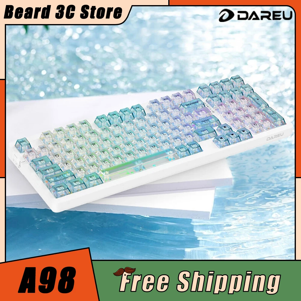 

Dareu A98 Mechanical Keyboard Three Mode Dynamic RGB Hot Swap Gasket Transparent Wireless Gaming Keyboard 98% Layout Pc Gamer